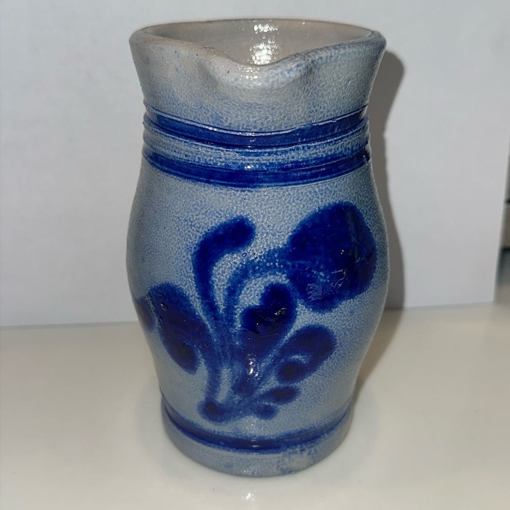 WESTERWALD STONEWARE Vintage Handmade German  Floral Salt Glaze Pitcher/Vase